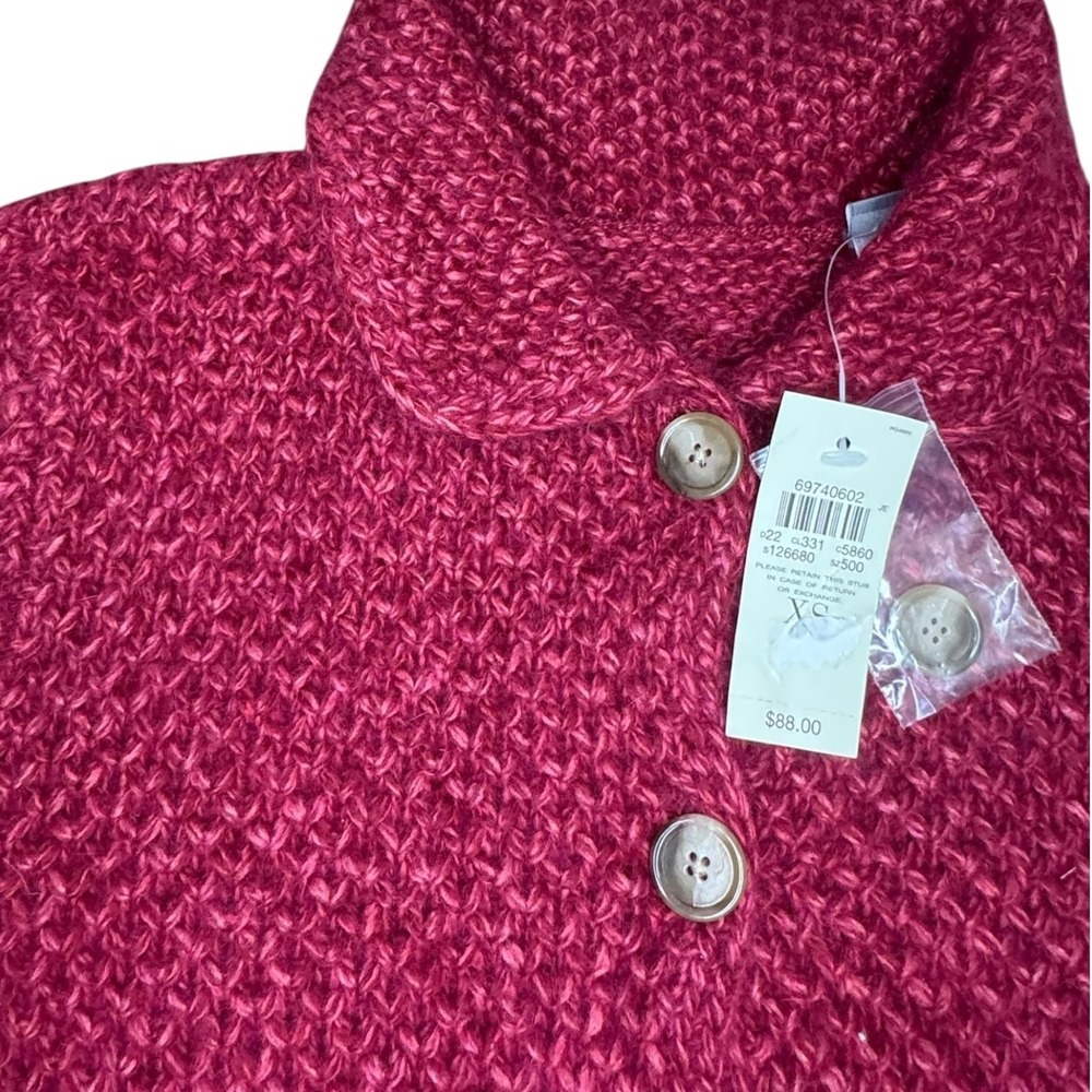 Ann‎ Taylor Women's Raspberry Red Button-Up Knit Sweater Jacket Size XS